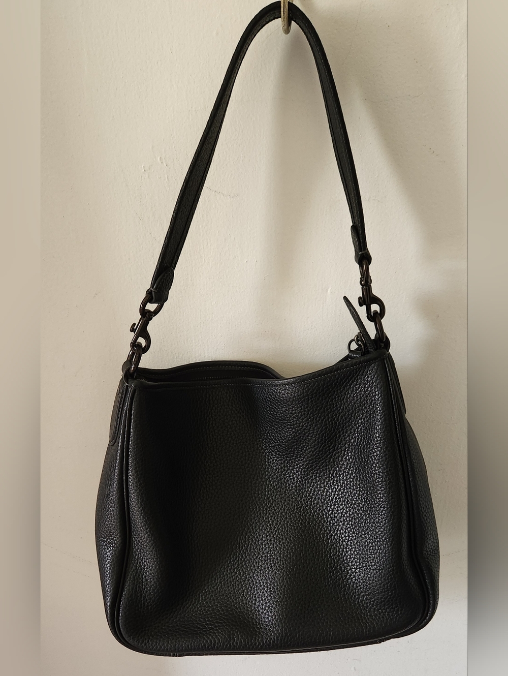 Coach Cary Black Leather Shoulder Bag - Women With Gunmetal Hardware